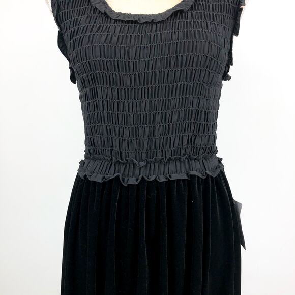 MAX STUDIO Women's Velvet Smocked Maxi Dress Medium Black Sleeveless NWT - Picture 6 of 12